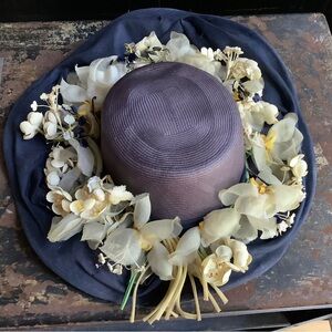 Vintage Michael Terre Southern California Hat With Millinery Flowers MCM